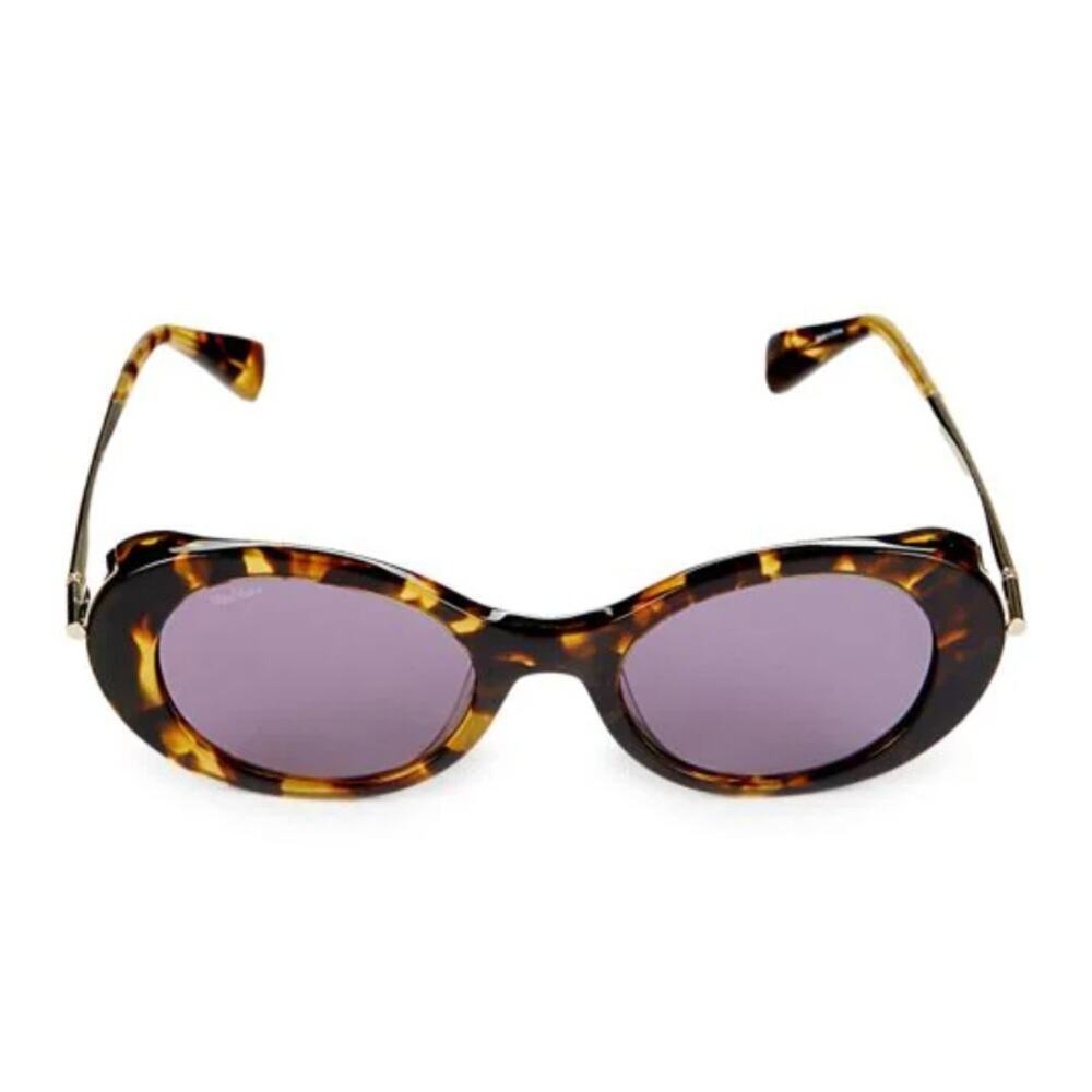 Max Mara Oval Sunglasses Havana Purple lenses